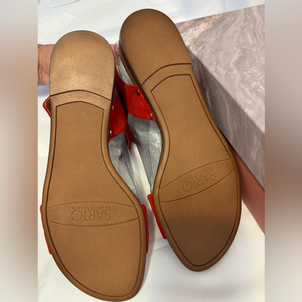 Franco Sarto Pop Red Suede Patterson Sandal Size 7 New In Box - Picture 8 of 9